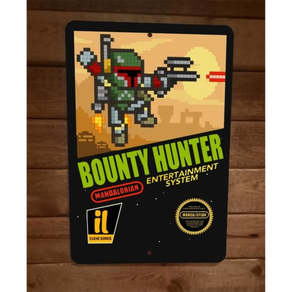 Bounty Hunter Entertainment System NES Boba Fett Parody 8x12 Metal Wall Sign